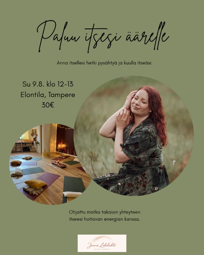 paluu itsesi äärelle tapahtuma tampere elontila ryhmäenergiahoito henkisyys tietoisuus jonna lohilahti
